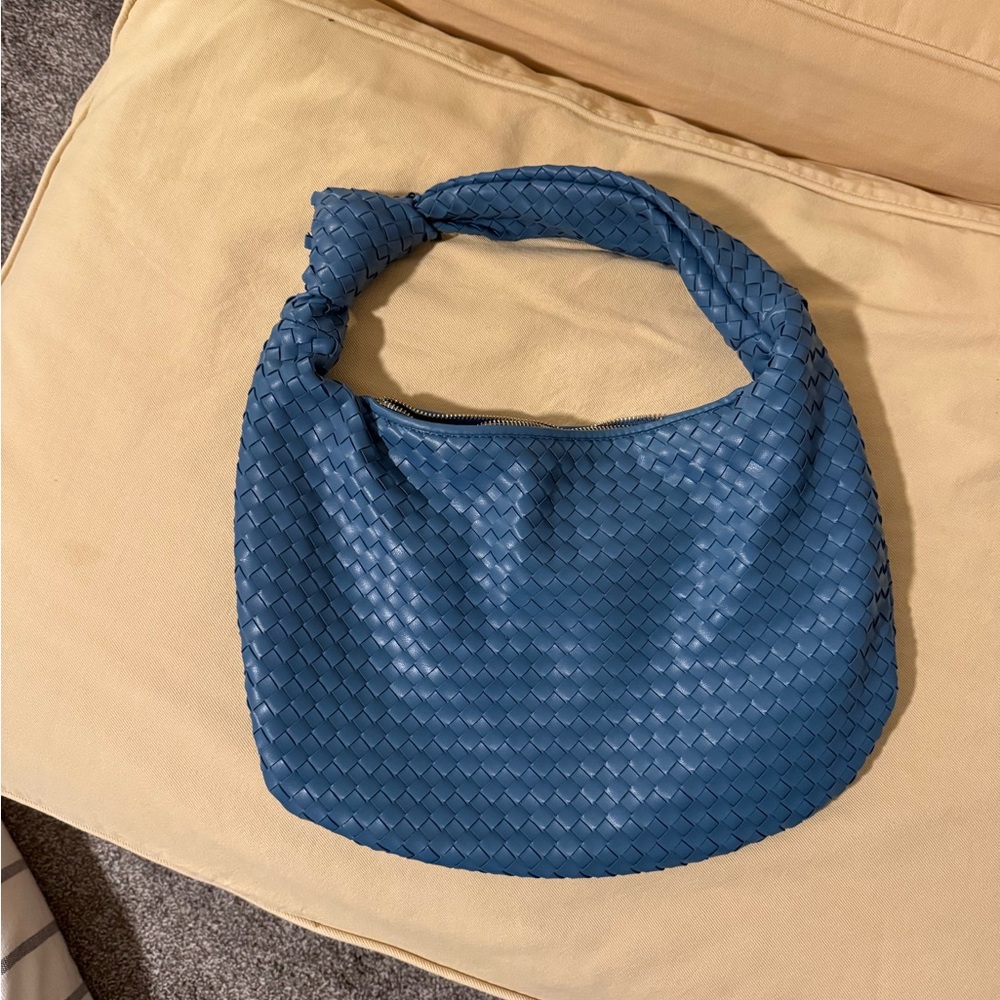 Anthropologie Blue Woven Hobo Shoulder Bag - Picture 2 of 4